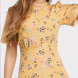 Yellow floral mini dress